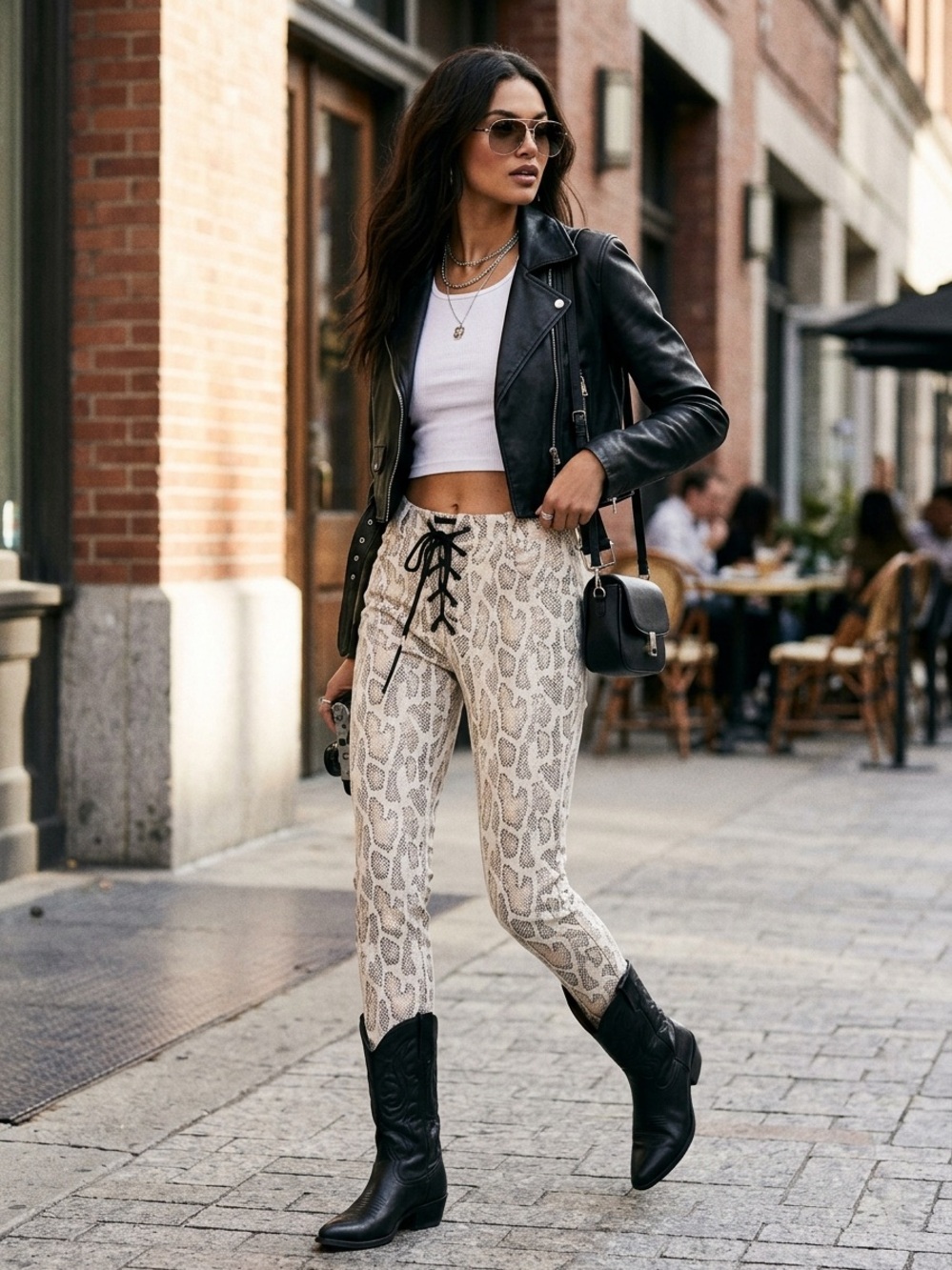 Jagger & Stone Hailey Snakeskin Front Lace-Up Pants Boho Western Festival 4
